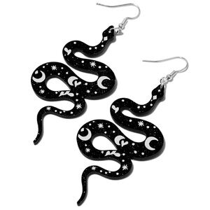 Black Celestial Snake 3" Drop Earrings - NWT